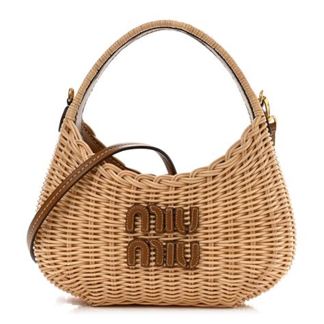 miu miu wicker|MIU MIU Wicker Wander Hobo Tan 1366442 .